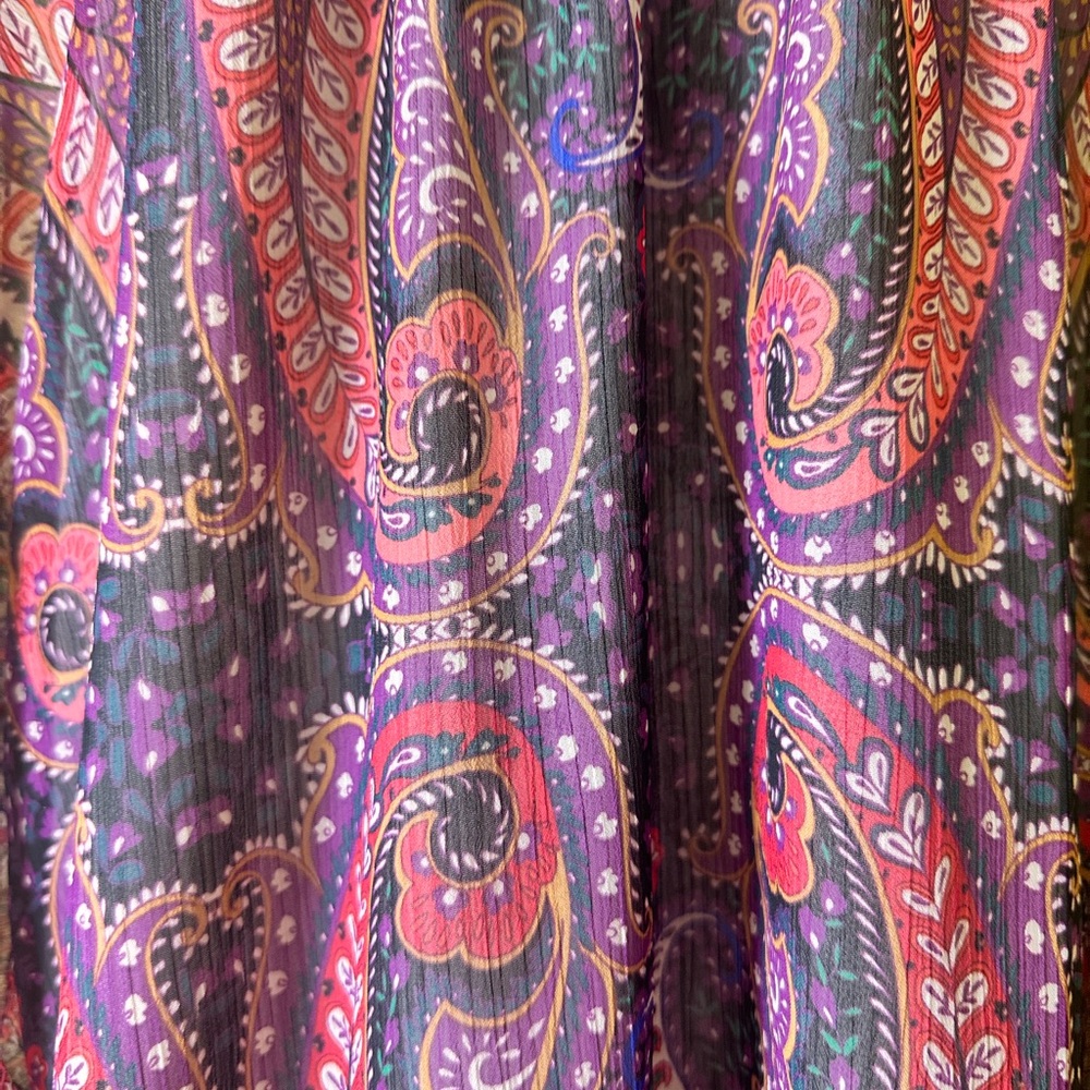 LOFT Sheer Paisley Blouse Purple & Pink Long Sleeve NWT Large - Picture 6 of 11